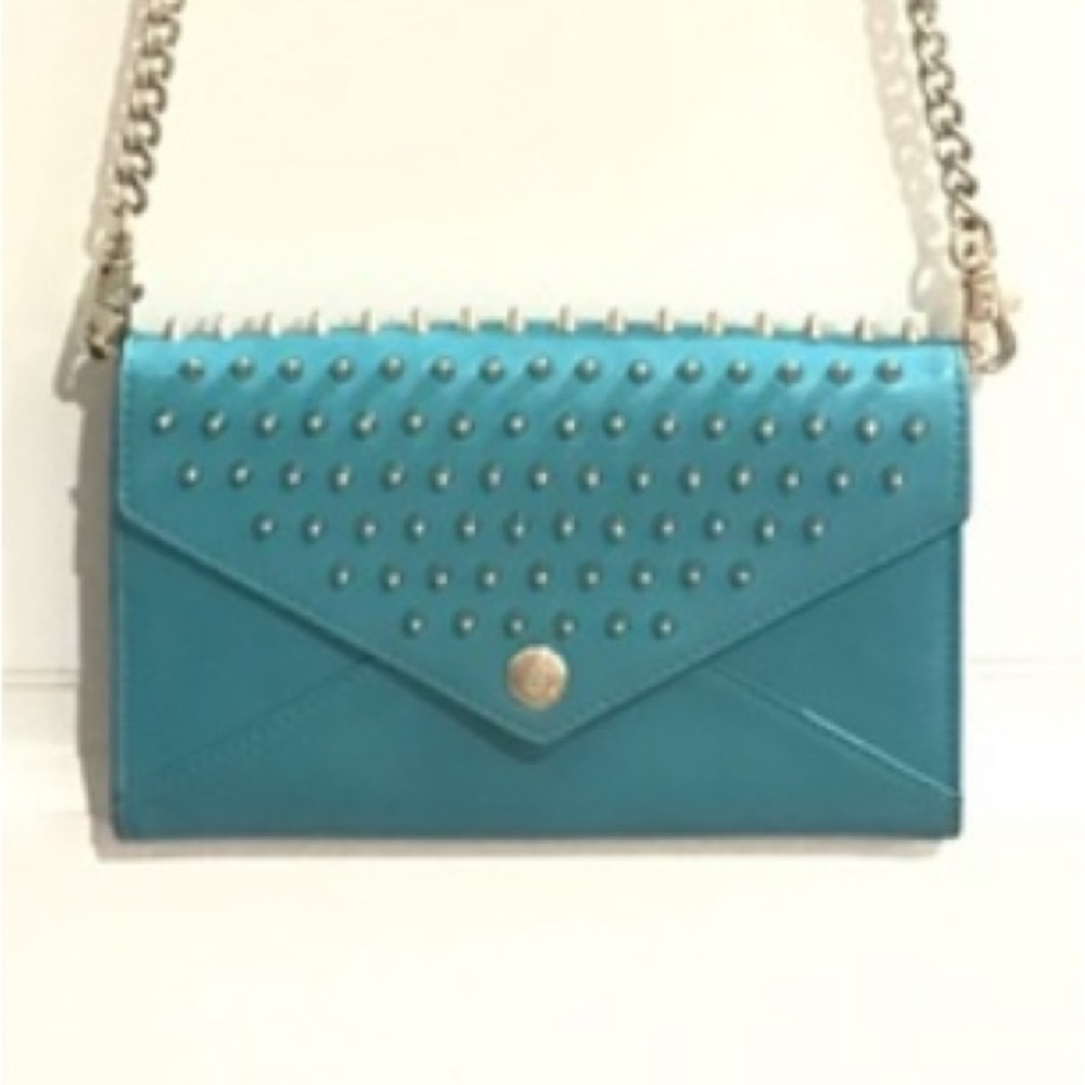 🎒 NWT Sea Green Studded Wallet on a Chain Rebecca Minkoff